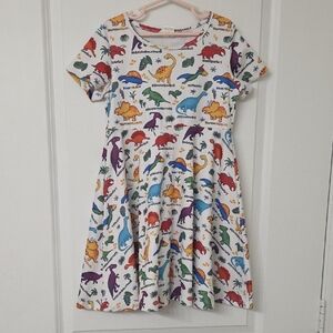 Colorful Dinosaur Print Kids Dress
